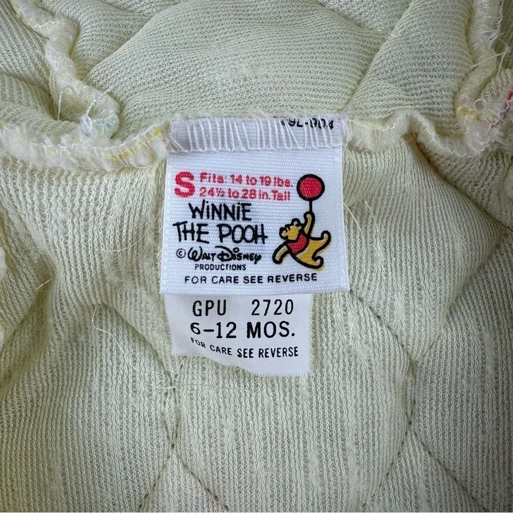 Disney WINNIE THE POOH Full Body Hooded Quilted Baby Snowsuit Size 6-12 Months